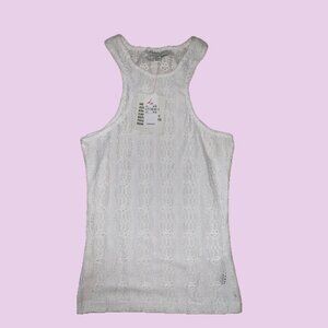 Topshop White Eyelet Tank Top NWT
